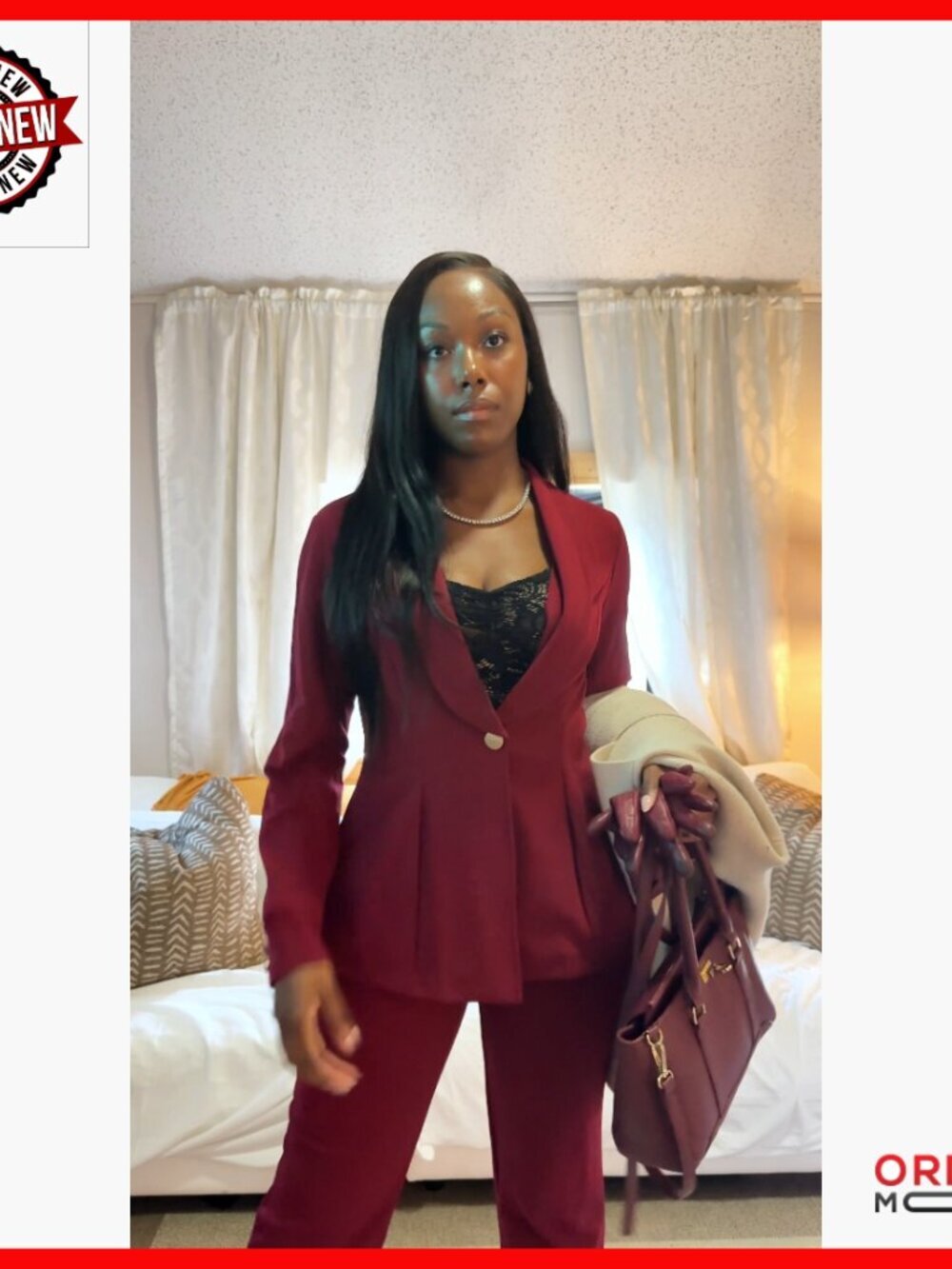 White Long Sleeve Blazer Pantsuit 2-Piece Business Casual Work Set - Picture 7 of 7